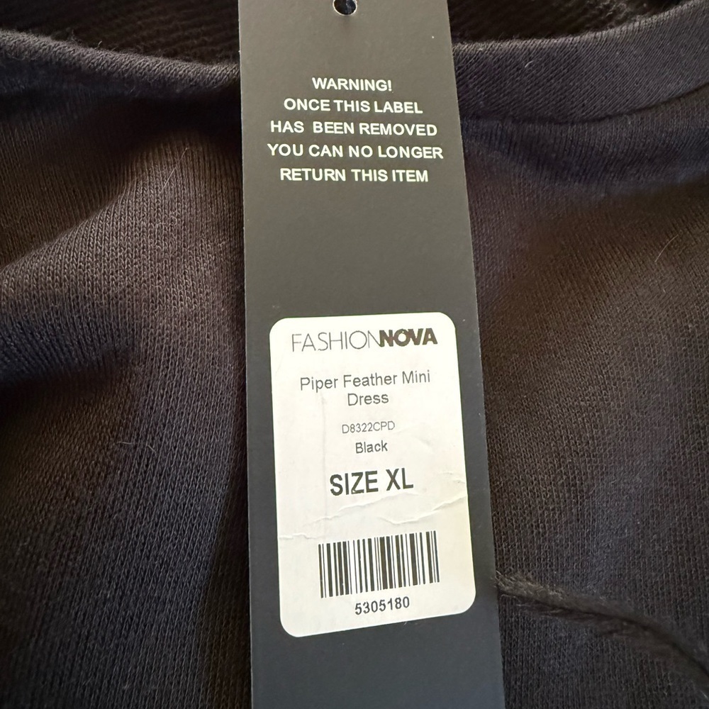 Women’s Fashion Nova Piper Feather Mini black dress NWT Size XL - Picture 12 of 14